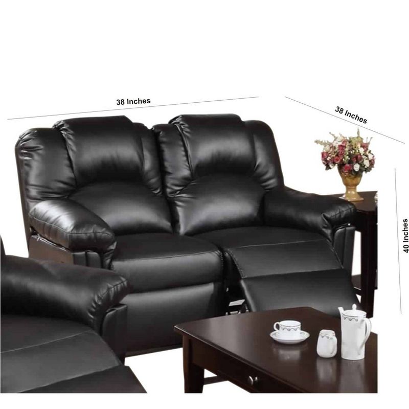 Bonded Leather Recliner Loveseat Black - Benzara