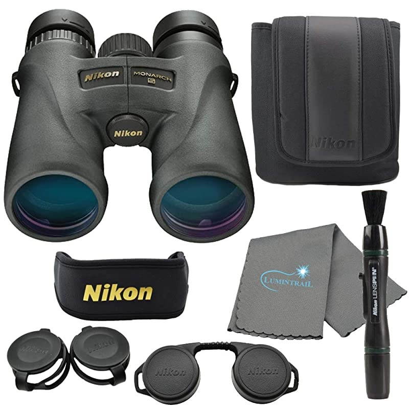 Monarch 5 8x42 Binoculars (7576), Black Bundle with a  Lens Pen and Lumintrail Cleaning Cloth