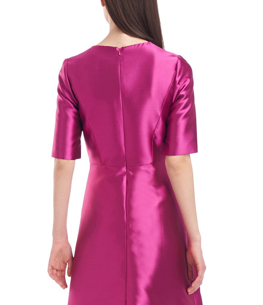 Kay Unger V-Neck Short Sleeve Twill Walk Through Jumpsuit Dress