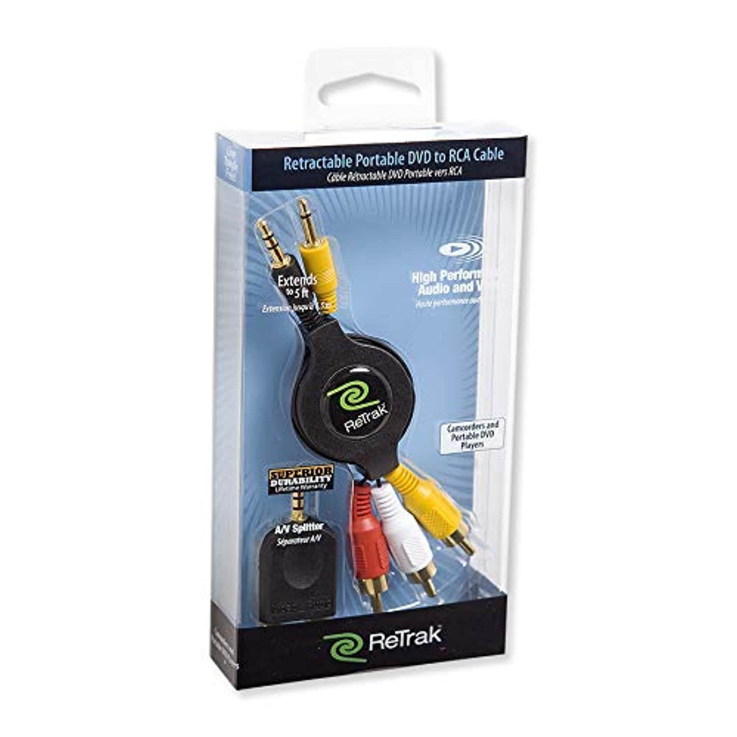 ReTrak Retractable Portable DVD to RCA Audio/Video Cable (ETCABLERCADVD)