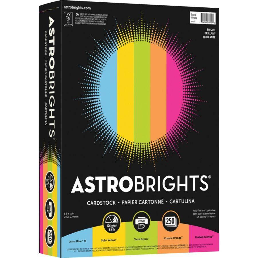Astrobrights Astrobright Colored Cardstock 65lb 8-1/2"x11" 250Sht/PK Ast 99904