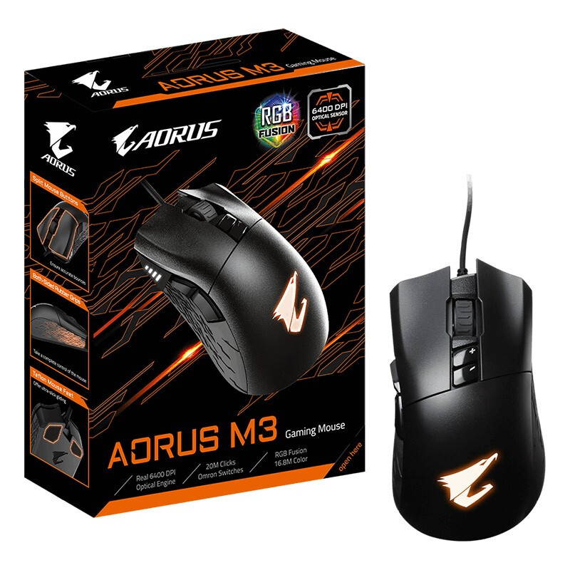 GIGABYTE AORUS RGB 16000 dpi Optical Sensor Fully Programmable and Saved Onboard 16.7M Customizable Lighting Gaming Mouse - GM-AORUS M5