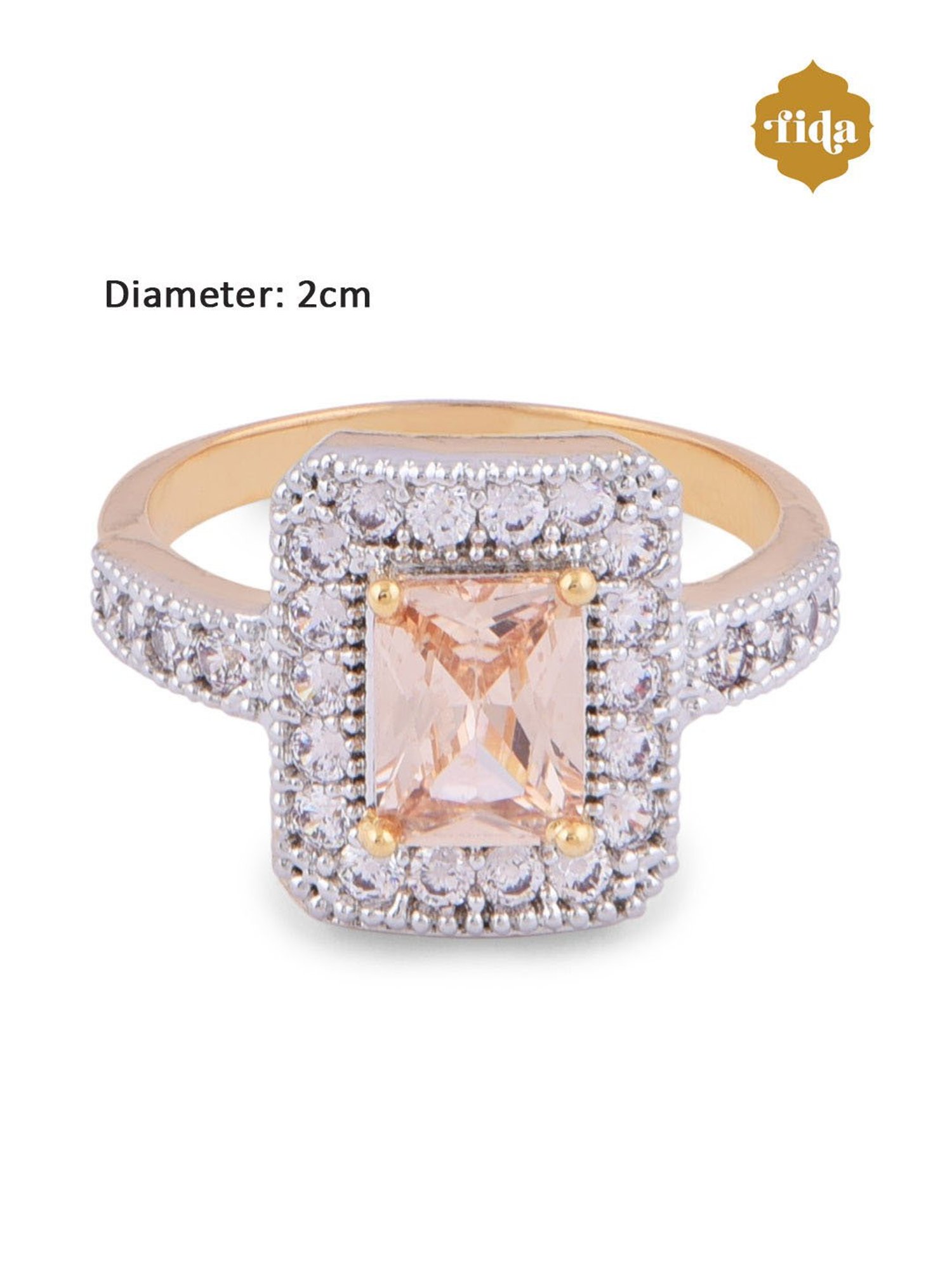 Fida Luxurious Gold-Plated American Diamond Ring for Women