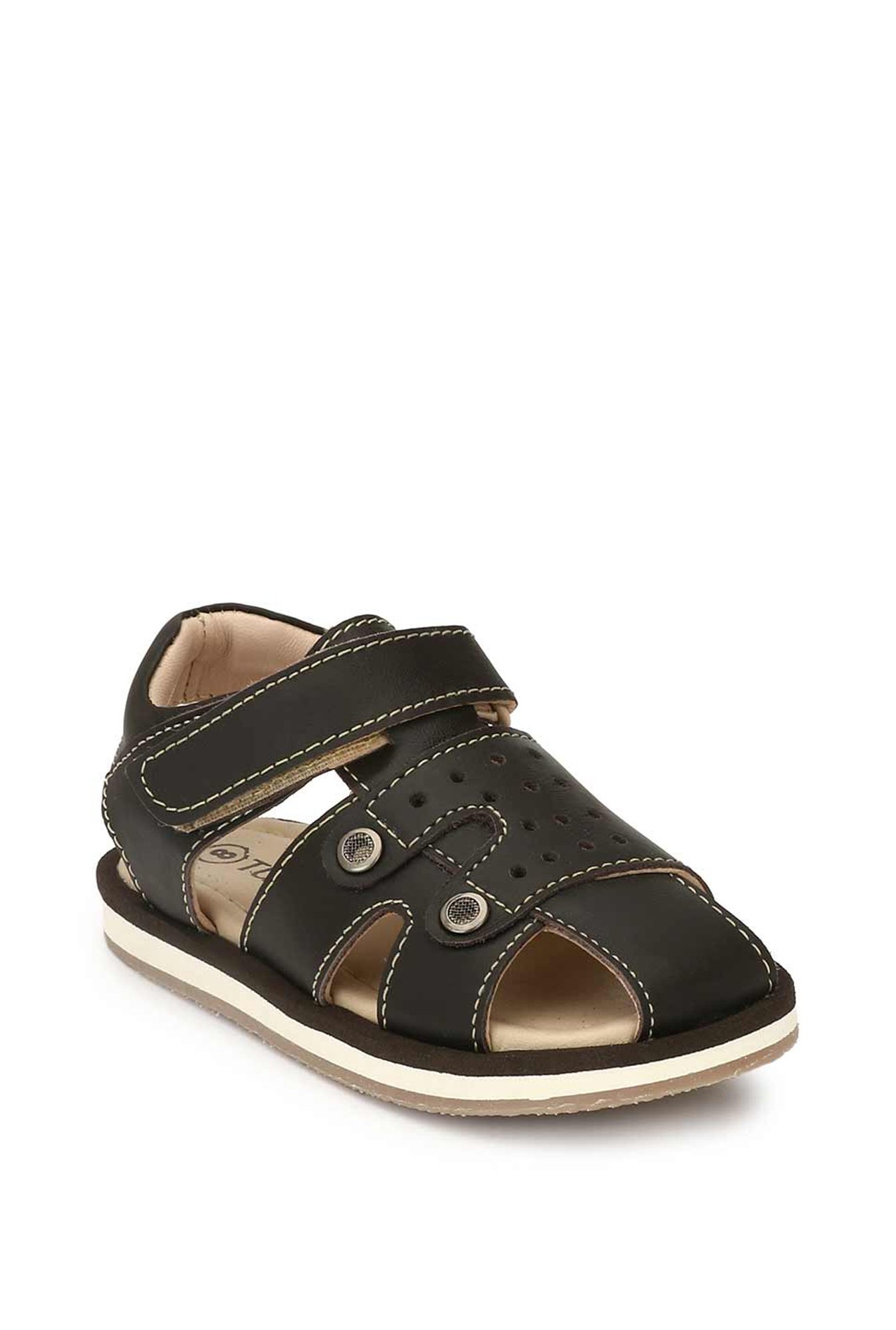 Tuskey Kids Coffee Leather Sandals