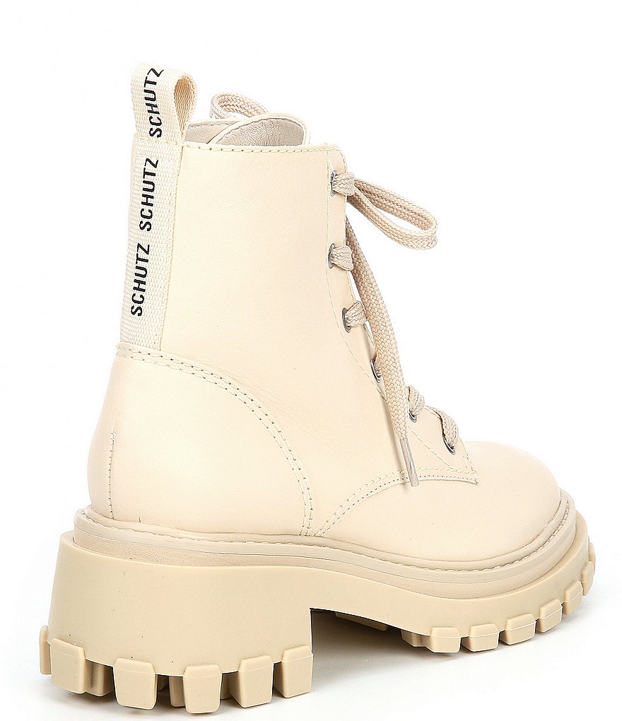 Schutz Orly Leather Lace-Up Combat Lug Sole Booties