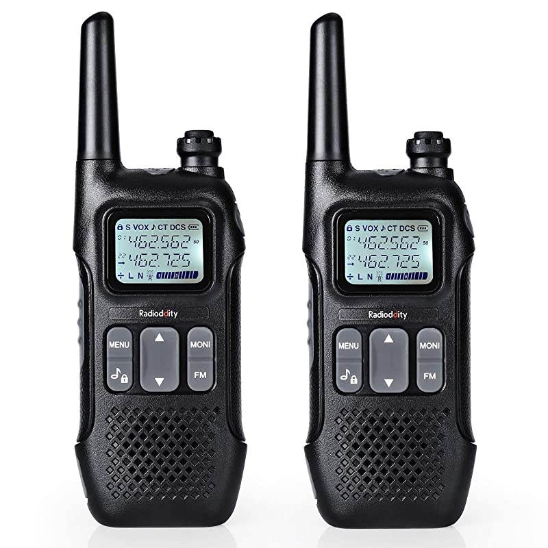 FST1 FRS TwoWay Radio Long Range LicenseFree Walkie Talkies NOAA 22 Channels 154 Privacy Codes with FM Earpiece USB Charging 2 Pack