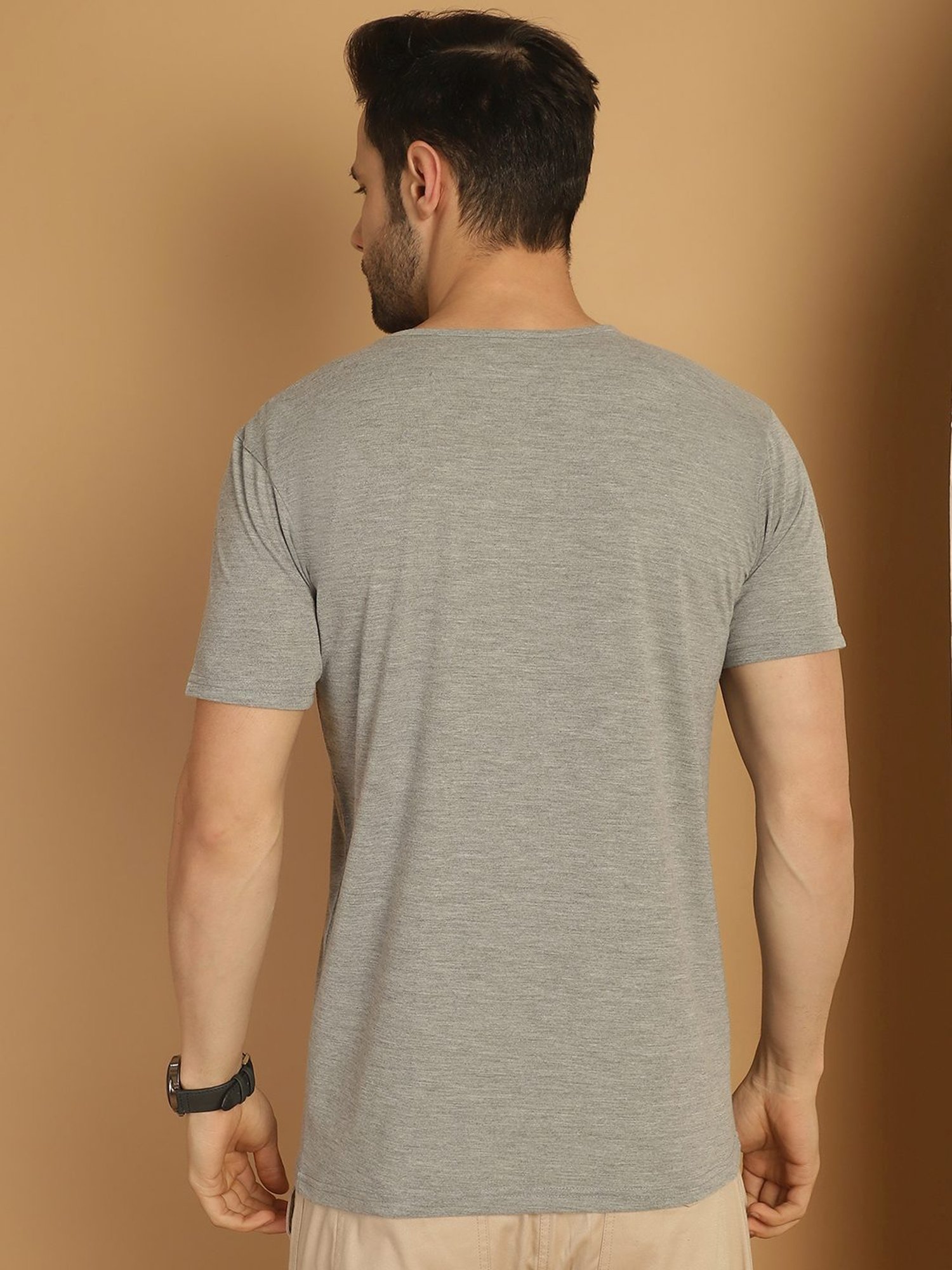 Vimal Jonney Brown & Grey Regular Fit T-Shirt
