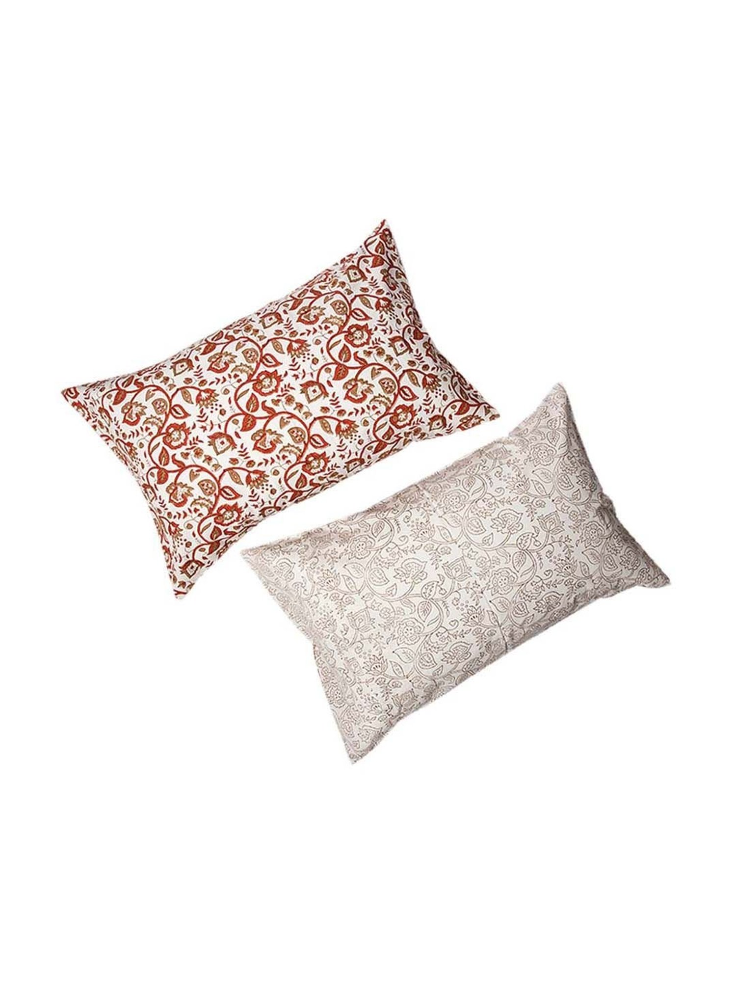 Fanusta Manzhar Off White 200 TC Hand Block Printed Bed Sheet Set