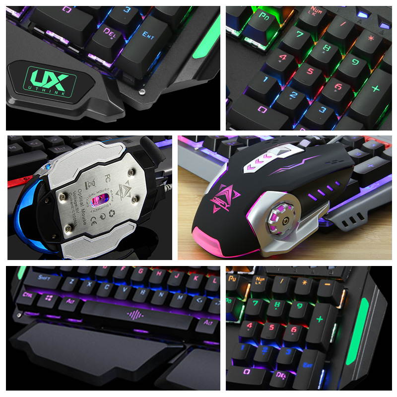 Think of MK915 Aurora Mixed version of the 104 key Game Blue Mechanical Keyboard and 3200DPI Mouse Combo-Silver