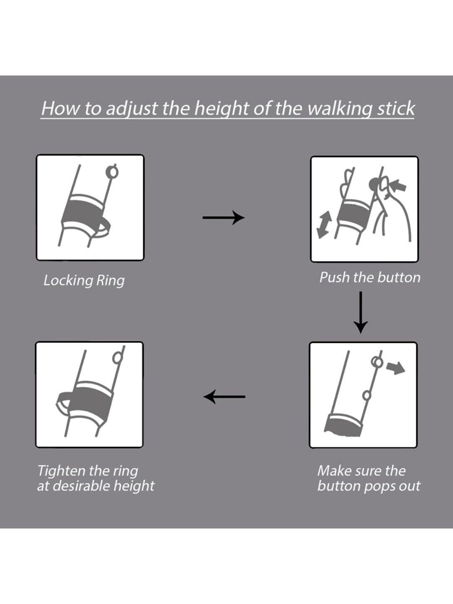 MCP Jindal Height Adjustable Walking Stick (Silver)