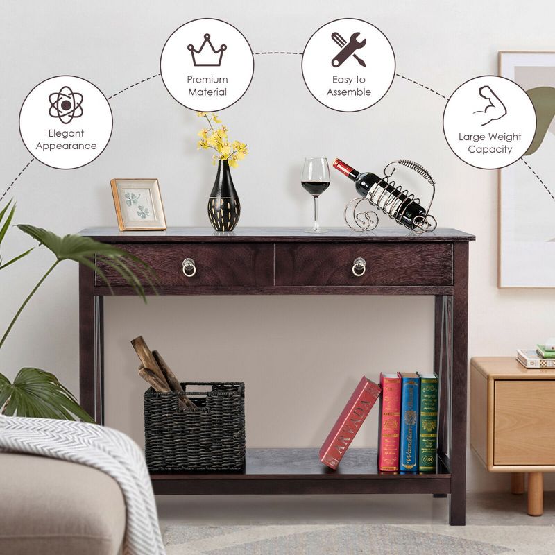 Valeri Modern Flared Glass Top Sofa Table Satin Plated - HOMES: Inside + Out