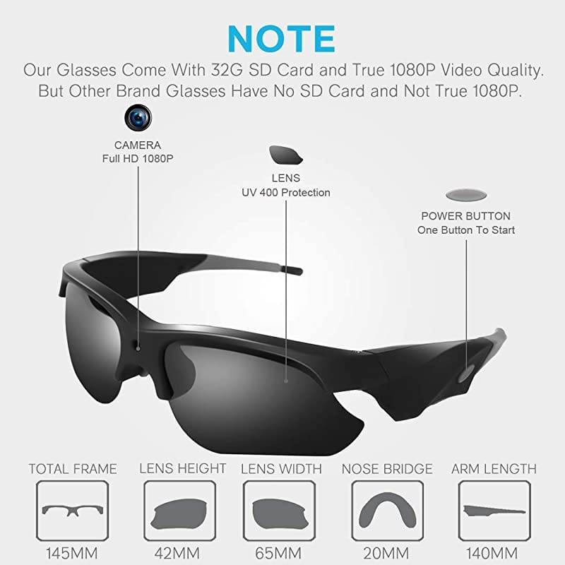 Video Sunglasses,1080P Full HD Video Recording ,Shooting Glasses,Cycling,Driving,Hiking,Fishing,Hunting