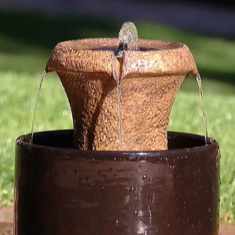 12.5" H Resin Outdoor Fountain - Golden Bronze - Saint Tropez