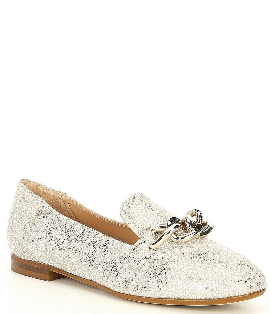 Donald Pliner Balton Pebbled Metallic Leather Loafers