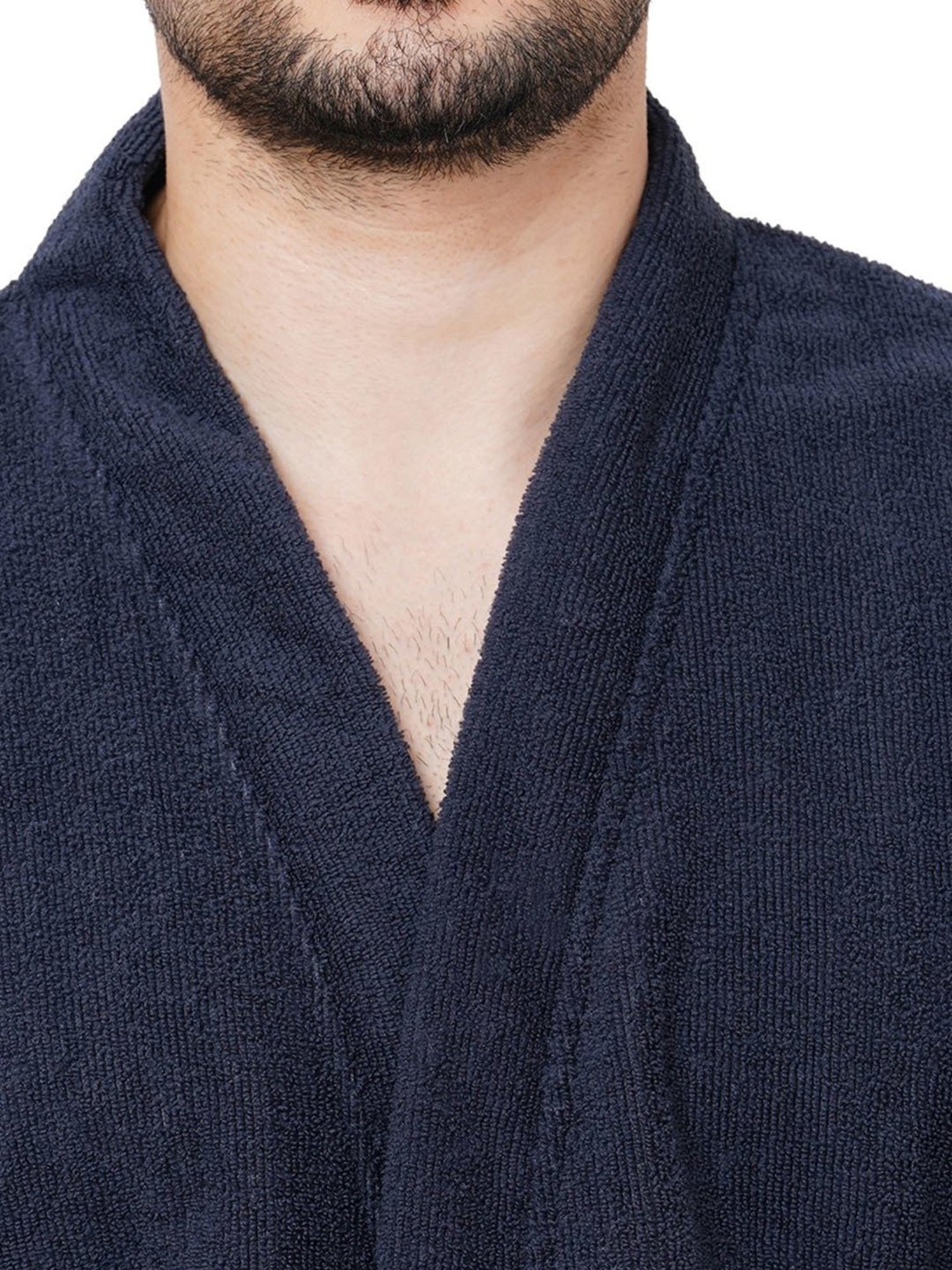 Welspun Dew Grey 325 GSM Cotton Bath Robe (M)
