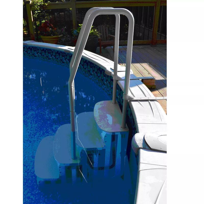 Main Access 200601T 26 Inch Wide iStep Above Ground Swimming Pool Step Ladder No Swim Zone and Flow Through Step Entry System, Taupe