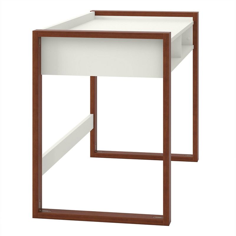 Voss 48"W x 24"D Writing Desk with Shelves Cotton White and Serene Cherry - Kathy Ireland Home