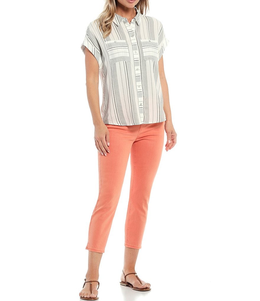 Westbound Stripe Button Up Short Sleeve Camp Shirt