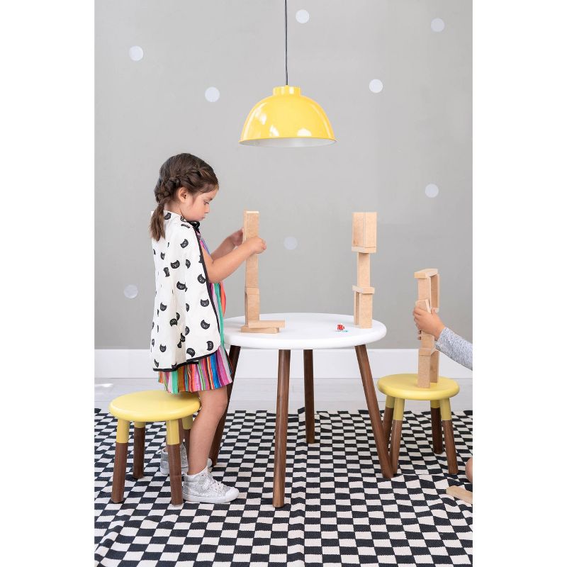 Set of 2 Peewee Wood Veneer Kids' Chairs Solid Walnut/Yellow - Nico & Yeye