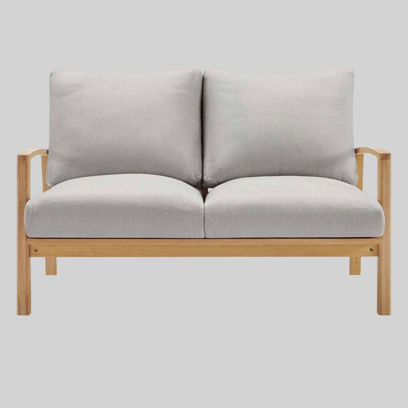 Orlean Outdoor Patio Eucalyptus Wood Loveseat Natural Light Gray - Modway