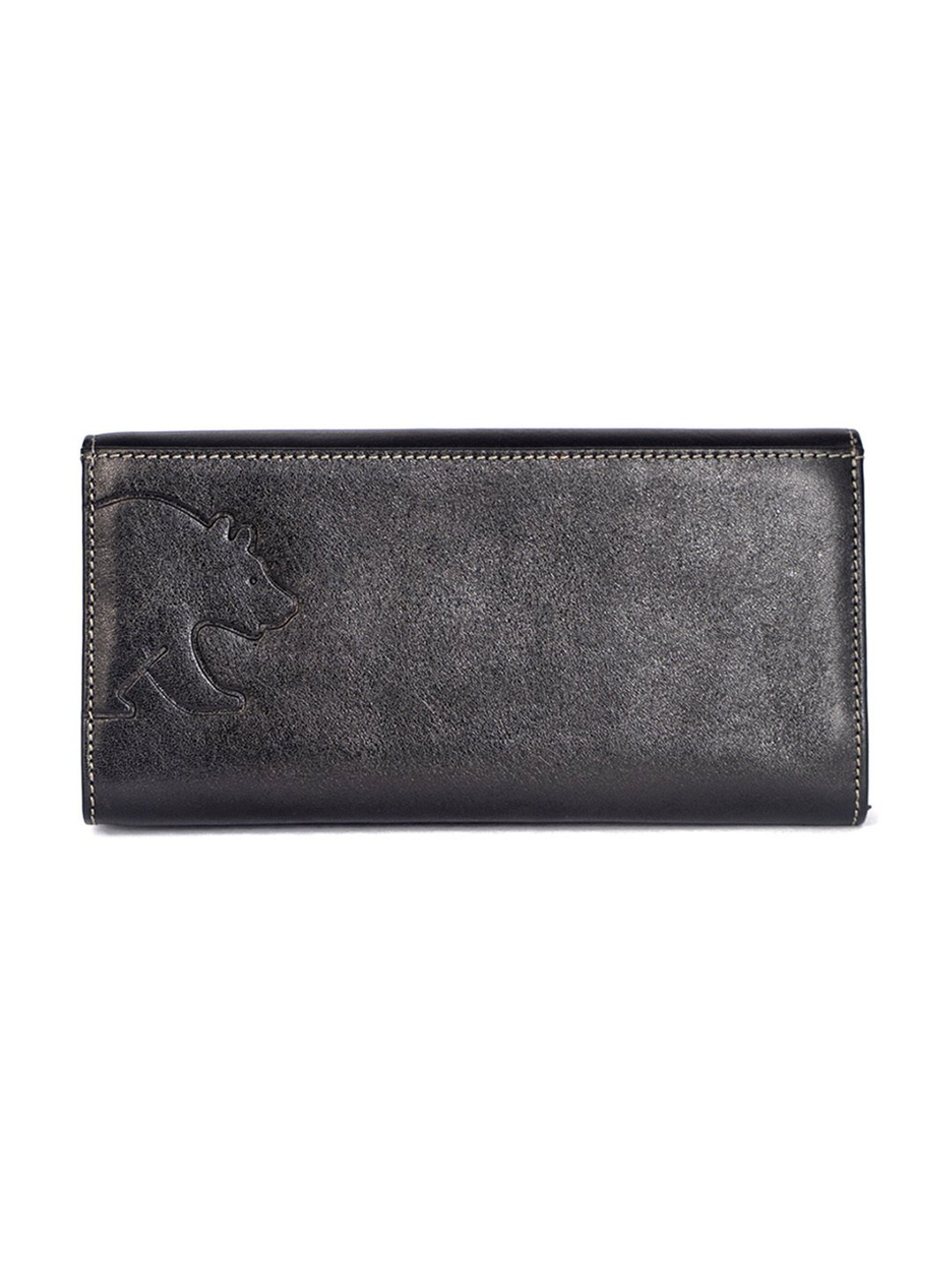 BROWN BEAR Black Leather Wallet for Women