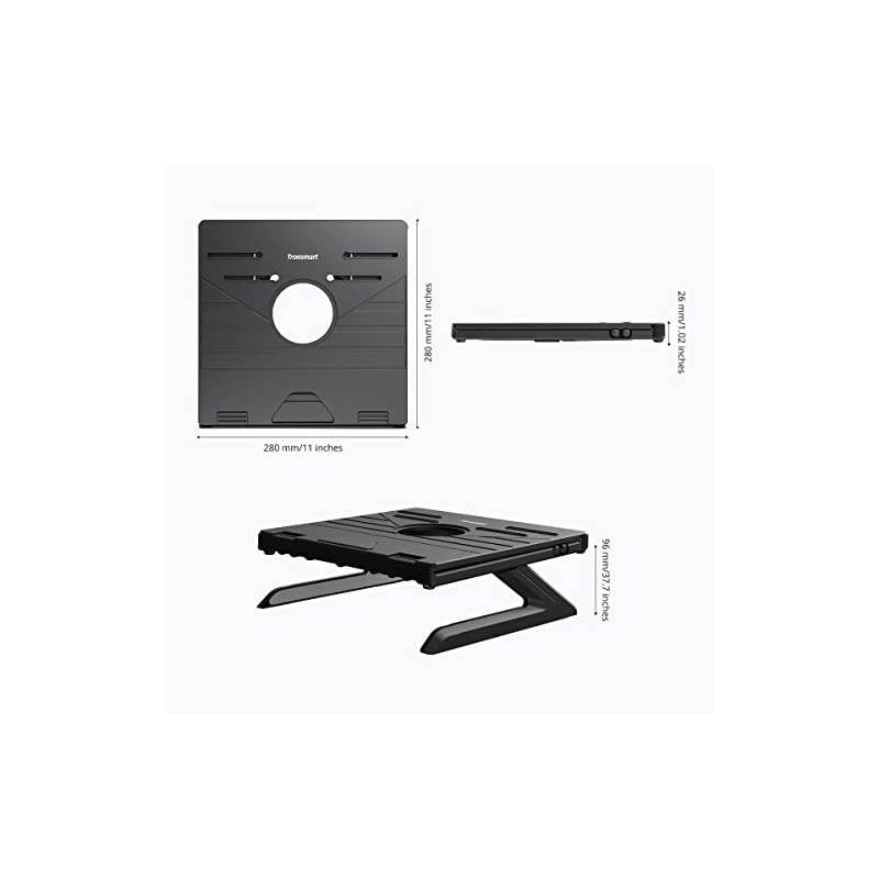 Laptop Stand  D07 Foldable Adjustable Laptop Riser with Phone Holders Compatible with 10 to 17in Laptops TabletsBlack