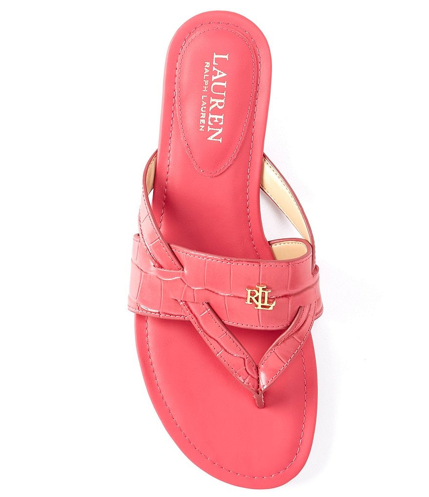 Lauren Ralph Lauren Rosalind Croco Embossed Leather Sandals