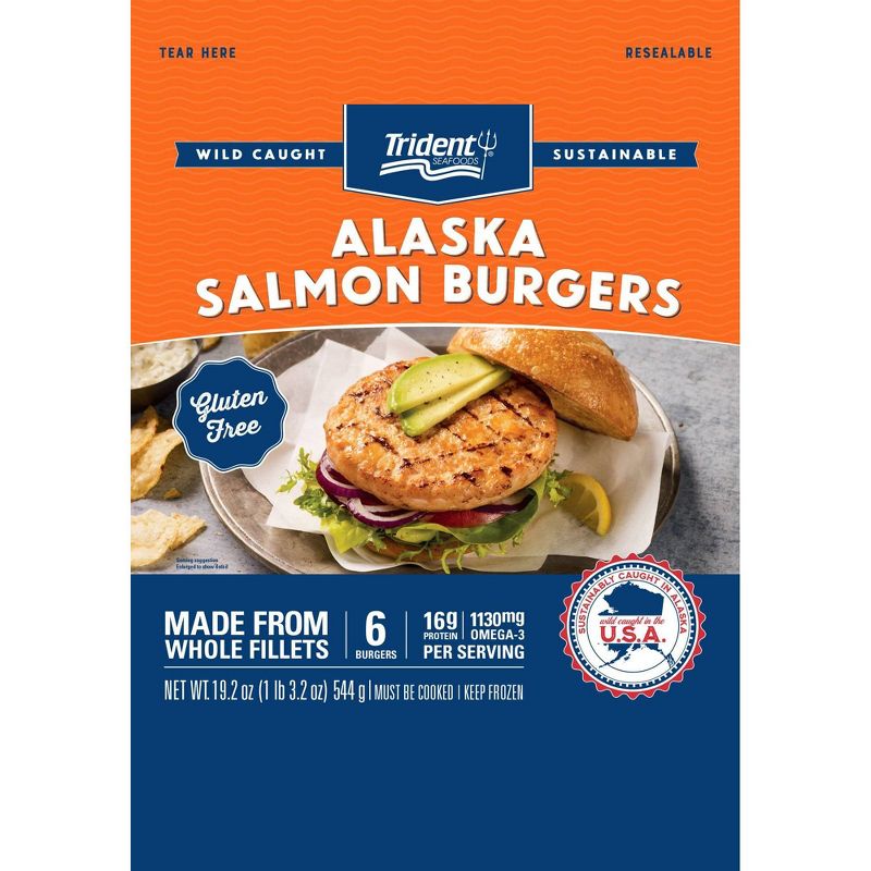 Trident Wild Caught Alaska Salmon Burgers - Frozen - 6pk/19.2oz