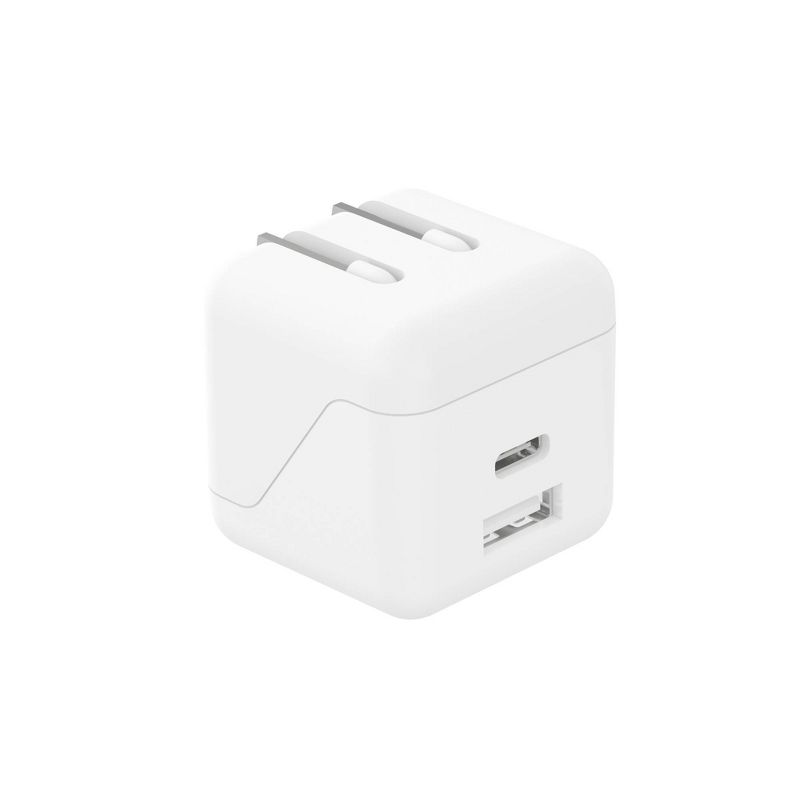 Just Wireless Dual Port USB-A and USB-C Wall Charger - White