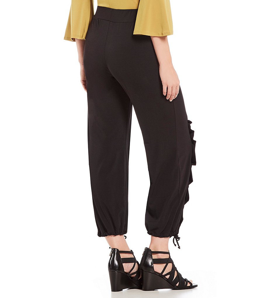 IC Collection Pull-On Solid Button Accent Hem Detail Pants