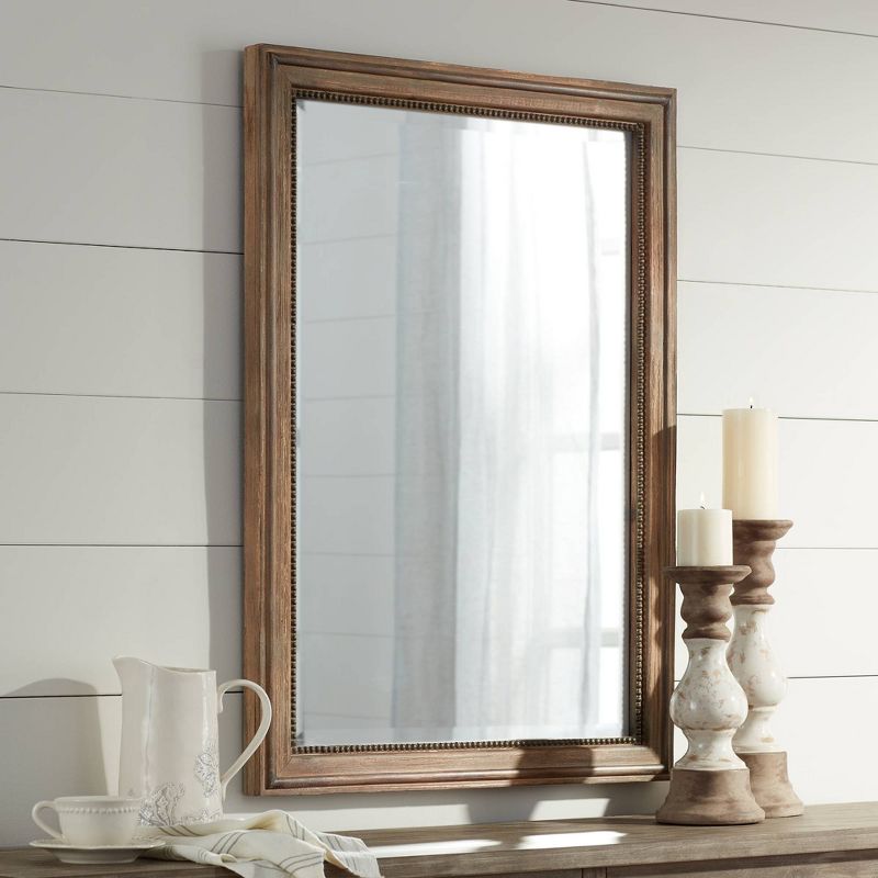 Noble Park Lesley Beaded Wood 26 3/4" x 37" Wall Mirror