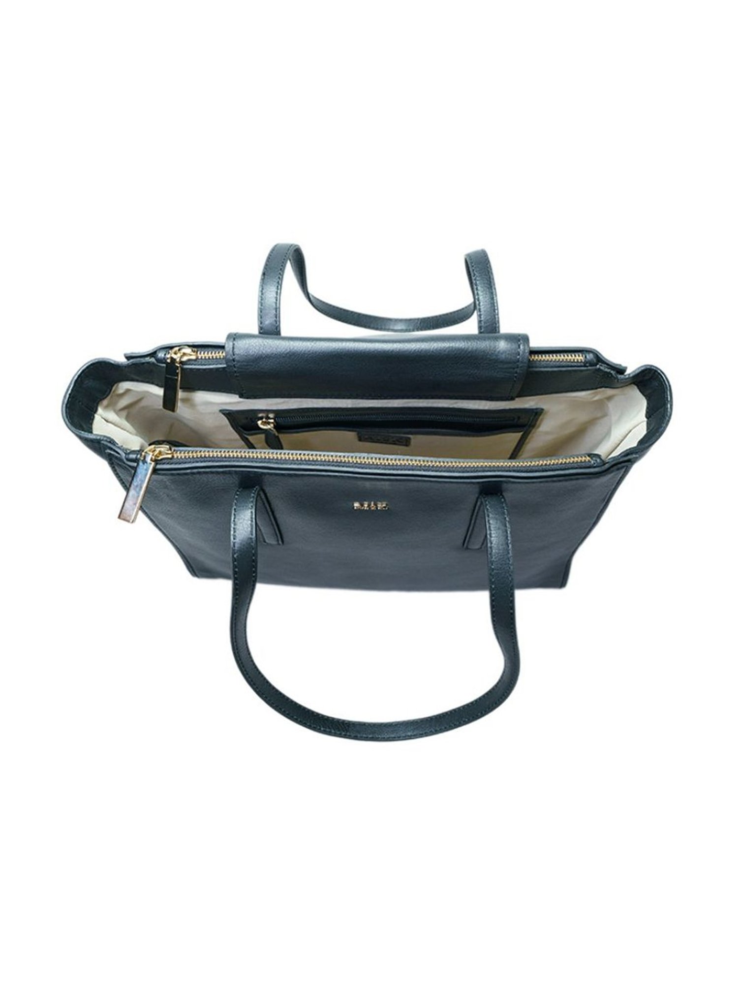 RI2K London Black Leather Large Tote Bag