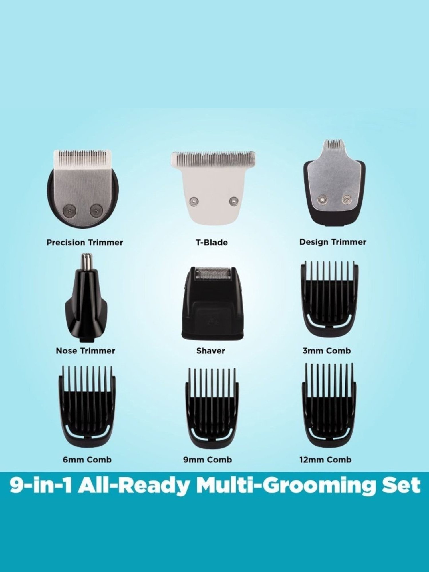 Vega Men 9-in-1 Multi-Grooming Set with Beard/Hair Trimmer, Nose Trimmer & Body Groomer & Shaver