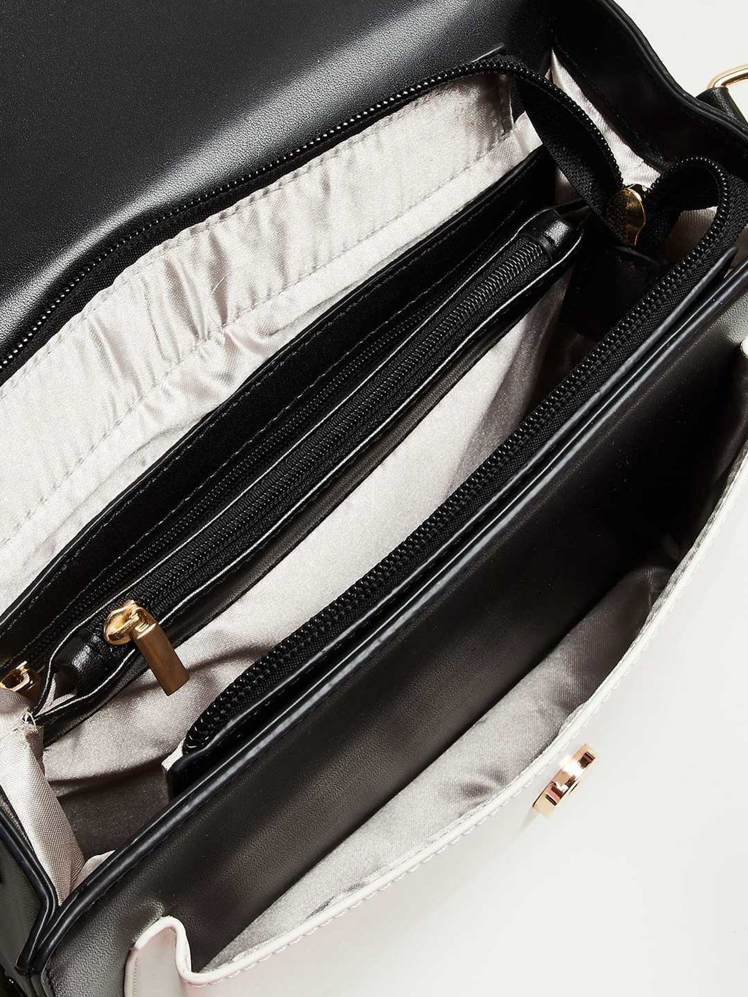 Code by Lifestyle Black & White Solid Shoulder Handbag