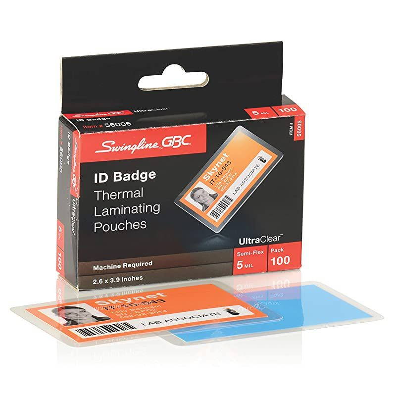 GBC Laminating Sheets Thermal Laminating Pouches ID Card Size 5 Mil HeatSeal UltraClear 100 Pack 56005