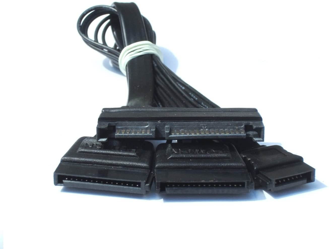 SATA 22 Pin Male to SATA 7 Pin and 2 X 15 Pin SATA Female Connectors - 6 Inch