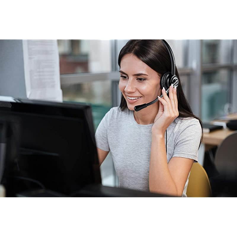 Office Telephone Headset RJ9 Jack with Pro Noise Canceling Microphone and Mute Switch Controls for Plantronics Jabra Polycom Mitel Nortel Shoretel Aastra Avaya Alcatel Landline Phones