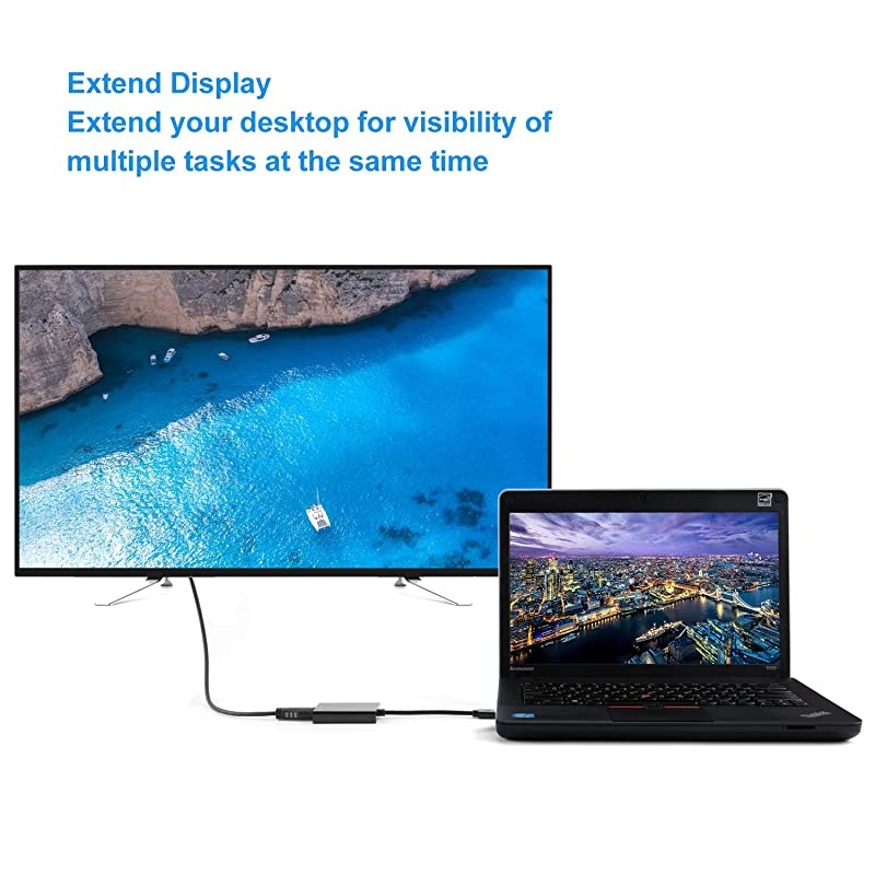 USB 3.0 to VGA Adapter (DisplayLink Chipset),  VGA to USB External Video Card Support 1080P Compatible with Windows 10/8.1/8/7, macOS , Mac OS X, Black