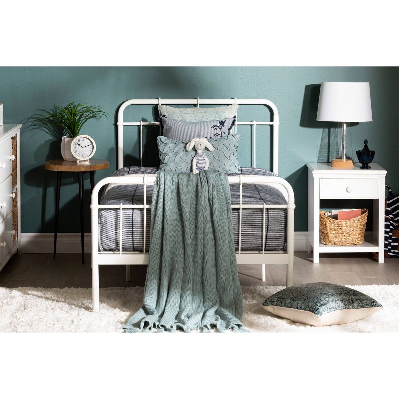 Cotton Candy Metal Complete Bed Pure White - South Shore