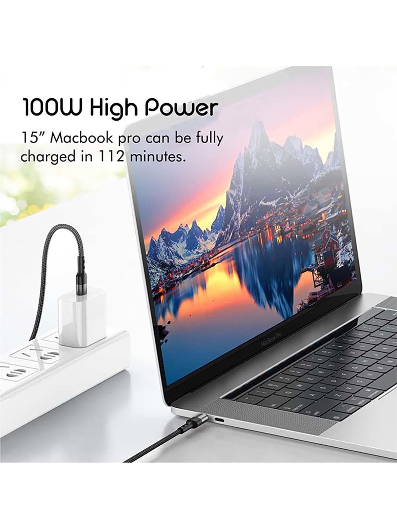 Moerdon MUC-C4C100W 100 Watt Fast Charging Data transfer Cable (Black)