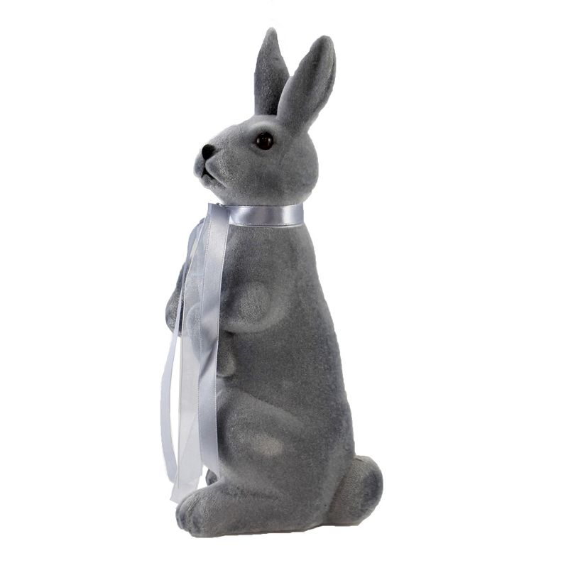 Easter 10.5" Gray Standing Bunny Rabbit Flocked Spring  -  Decorative Figurines