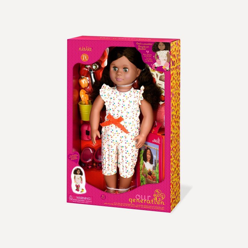 Our Generation Nahla with Storybook & Accessories 18" Posable Gardening Doll