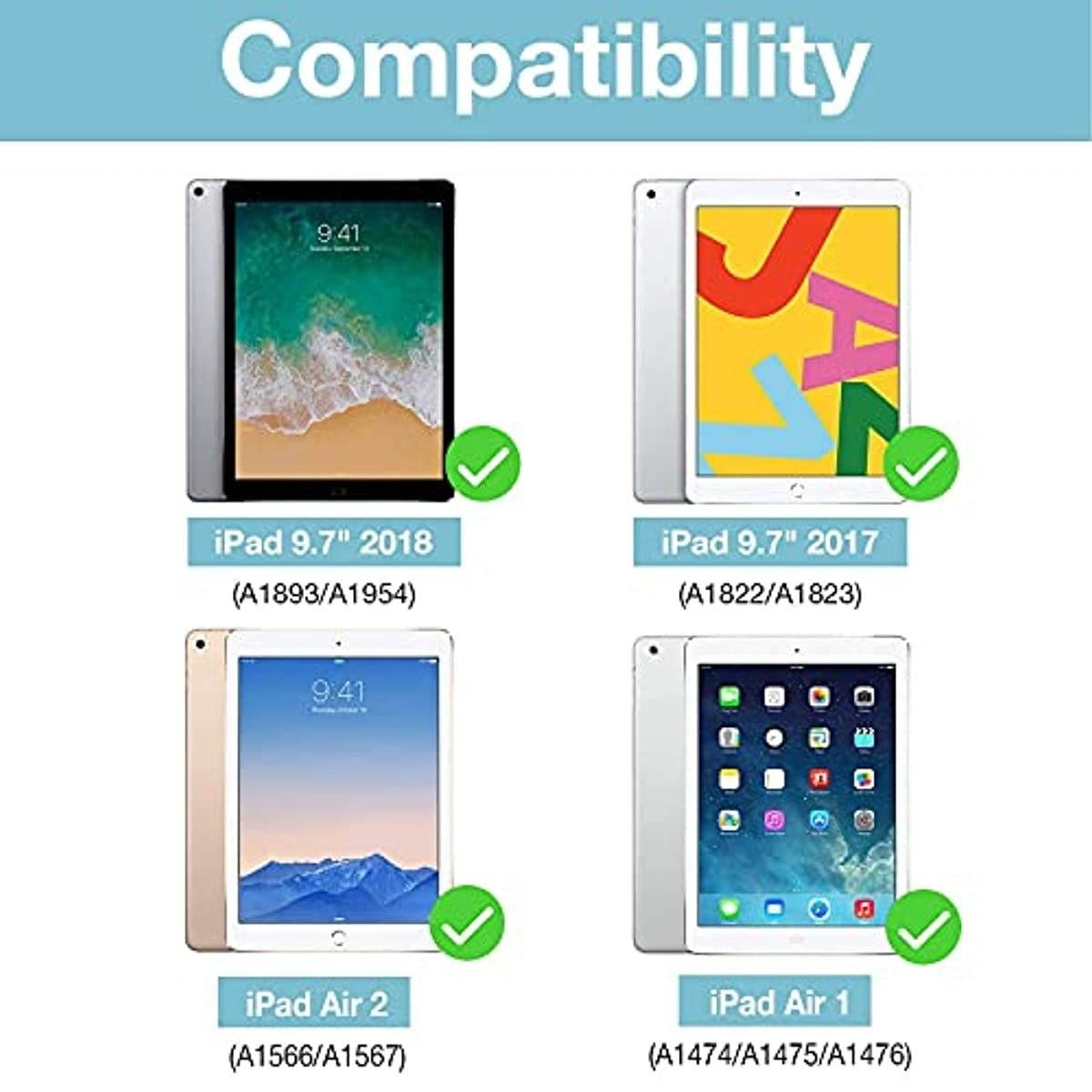 ProCase iPad 9.7 (2018 & 2017, Old Model) / iPad Air 2 / iPad Air Case Bundle with ProCase iPad 9.7 Back Case (Old Model) Companion Cover with Apple Pencil Holder