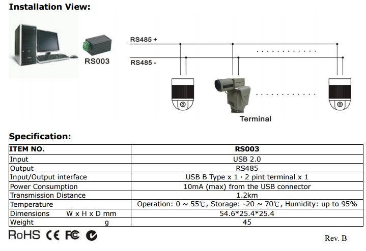 Long Range USB to RS485 Converter