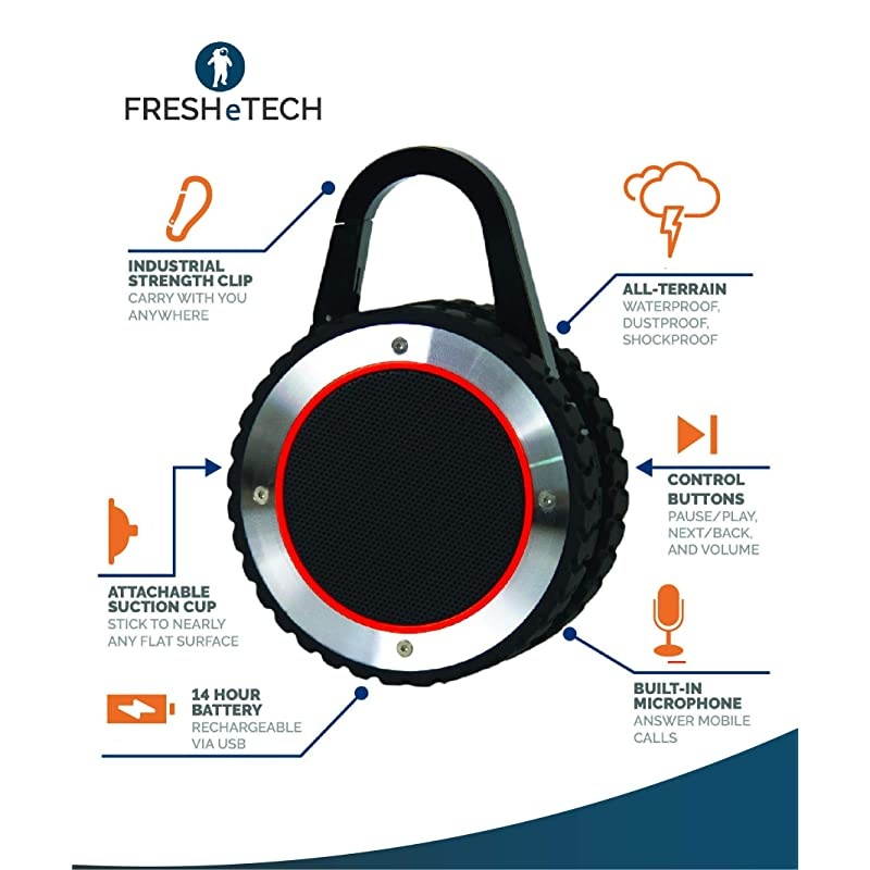 All-Terrain Sound Rugged Bluetooth Speaker, Rugged Outdoor Wireless Waterproof Bluetooth Speaker &ndash; Black