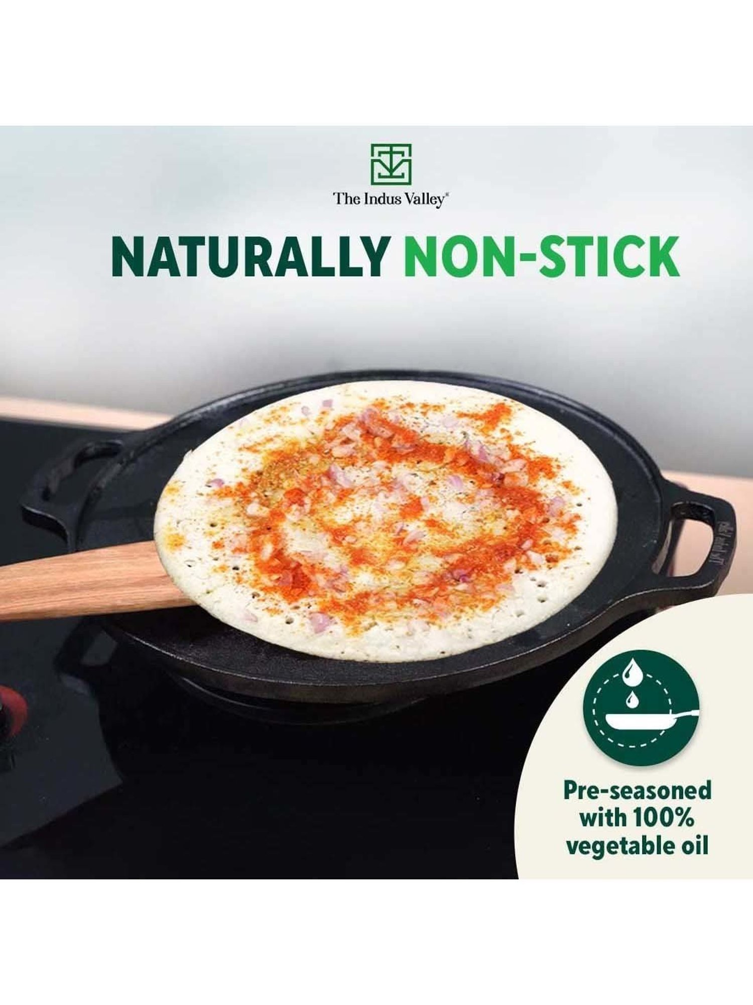 The Indus Valley Black Cast Iron Deep Frying Kadhai (2 L)