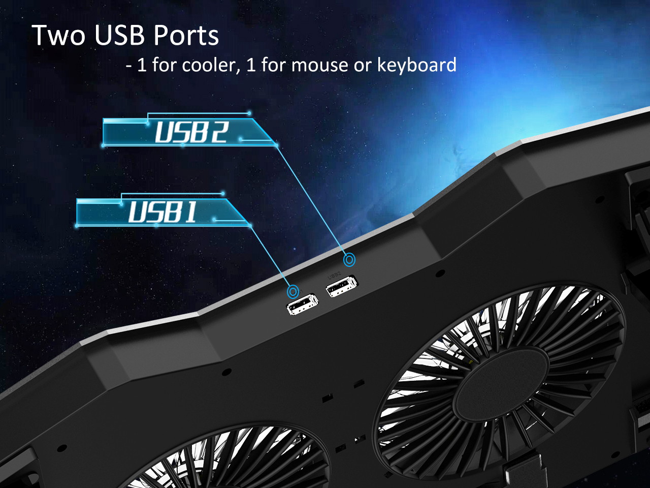 AICHESON Laptop Cooling Cooler Pad for 15.6"-17.3" Notobooks, Metal Panel, 2 Big Turbofans, Blue Lights