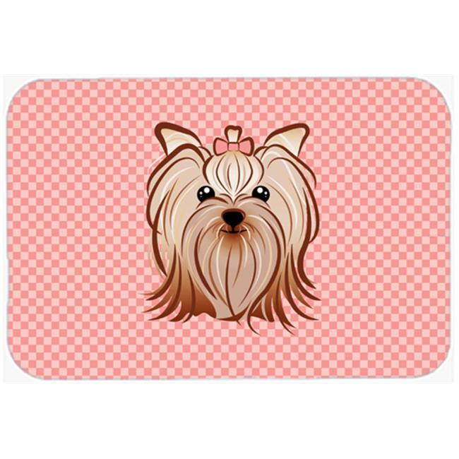 Checkerboard Pink Yorkie Yorkishire Terrier Mouse Pad, Hot Pad or Trivet BB1204MP