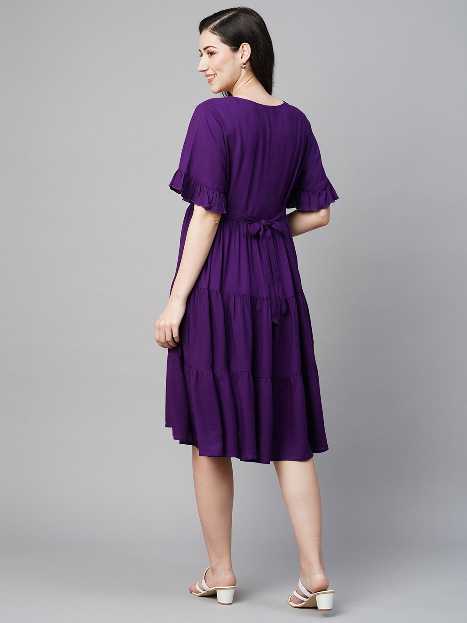 MomToBe Purple Regular Fit Maternity Dress