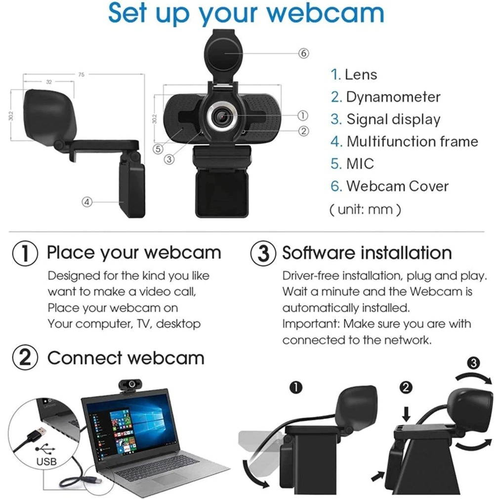 USB Camera HD 1080P Computer Camera With Dust Cover Webcam For Webcast Video Conference webcam full hd 1080p camara web para pc